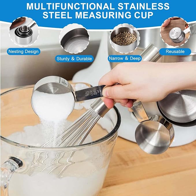 Measuring Cups and Spoons Set 35 Pcs, 11 Stainless Steel Nesting Measuring - Image 4