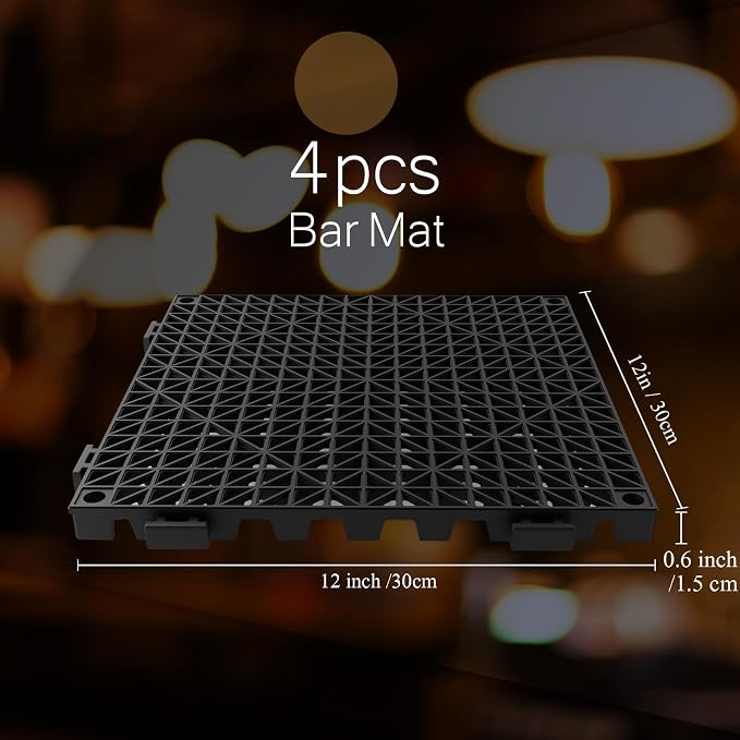 Tioncy 4 Pcs Bar Countertop Supplies Interlocking Mats 12 x 12 Inch Rubber - Image 2