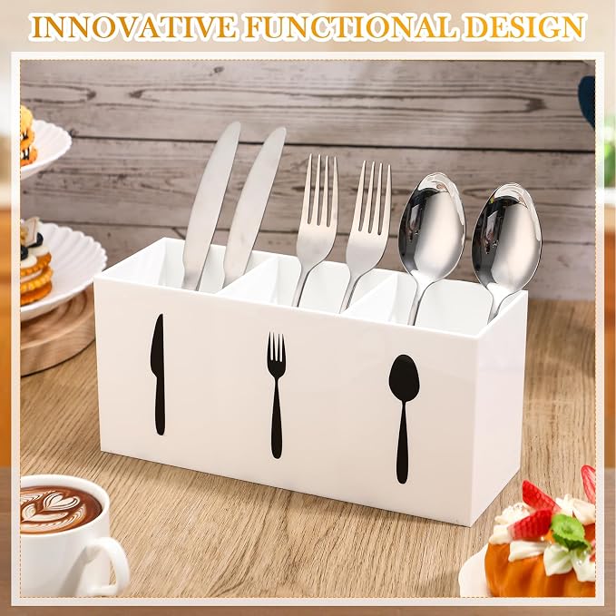 Suzile Acrylic Cutlery Storage Organizer Bin Silverware Caddy Countertop Knife - Image 4