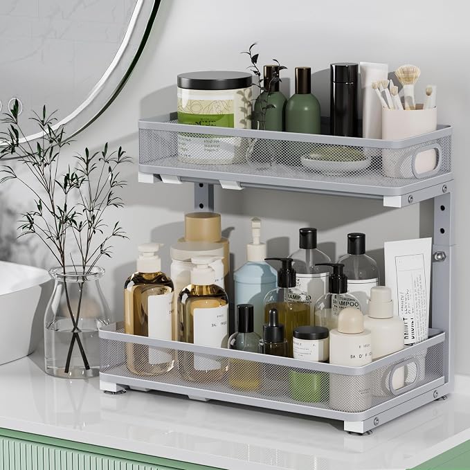 Under Sink Organizer 2 Pack, High Adjustable 2 Tier Under Sink Organizers and - Image 7