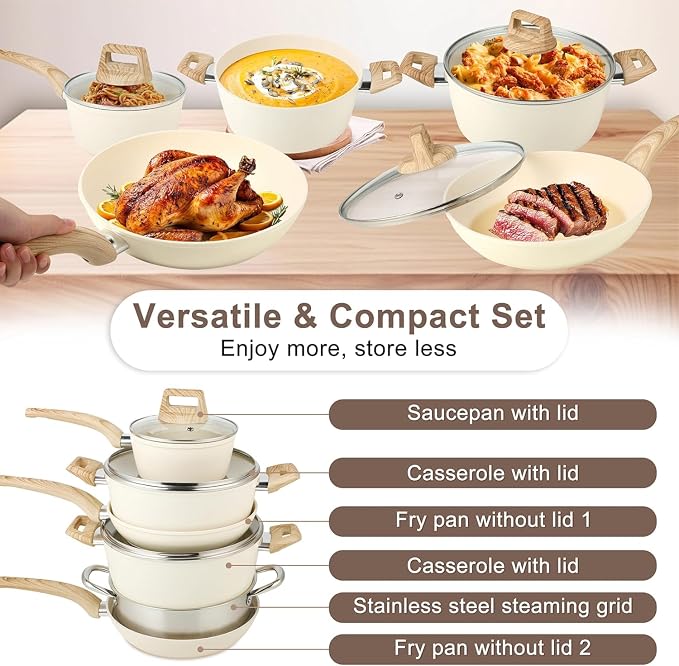 11 Pcs Pots and Pans Set, Nonstick Cookware Set - Image 5