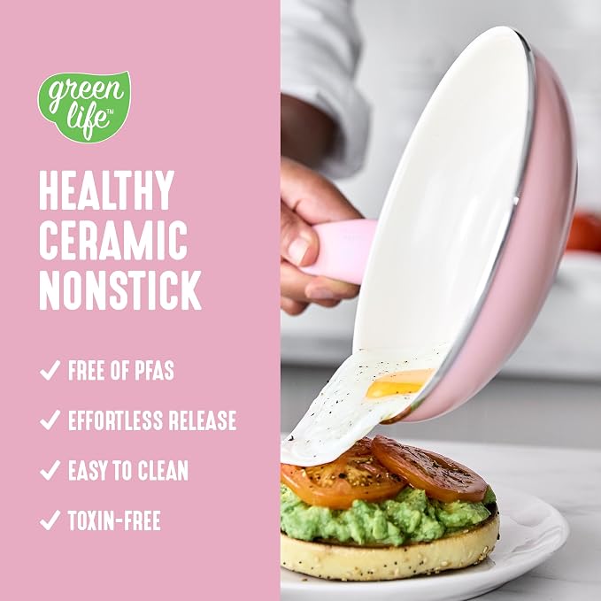 GreenLife 8 Piece Nonstick Cookware Set, Non-Toxic PFAS-Free Ceramic Pots & Pans - Image 2