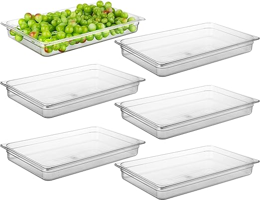 CURTA 6-Pack Full Size 2.5" Deep NSF Polycarbonate Food Pans | Dishwasher & by CURTA