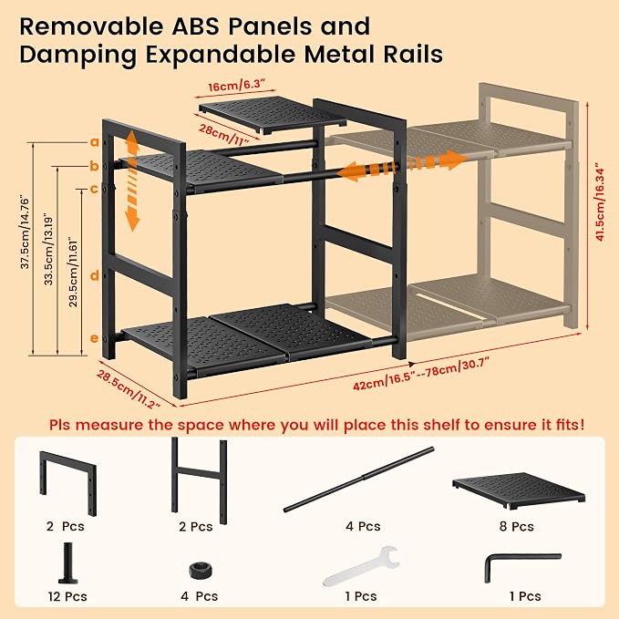 Under Sink Organizer and Storage 16.5"-30.7" Expandable Length, Adjustable - Image 2