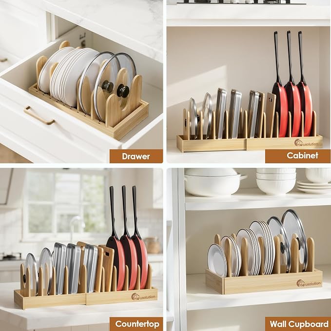 Housolution Bamboo Pot and Pan Organizer - Image 5