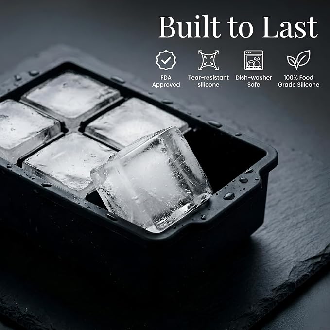KitchFort Large Silicone Ice Cube Tray, Easy Release 2" Big Ice Cubes - Image 2