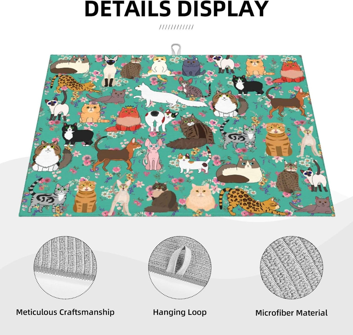 Cat Dish Drying Mat For Kitchen Microfiber Drying Mats Absorbent