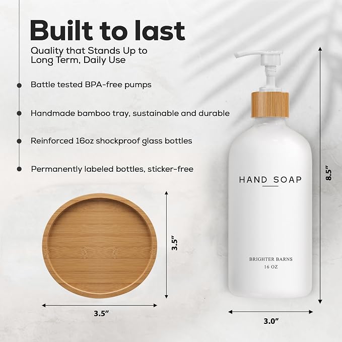 White Glass Hand Soap Dispenser Bathroom Set by Brighter Barns - Image 3