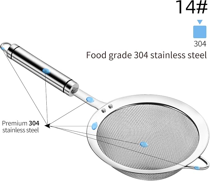 304 Stainless Steel Fine Mesh Strainers - Image 2