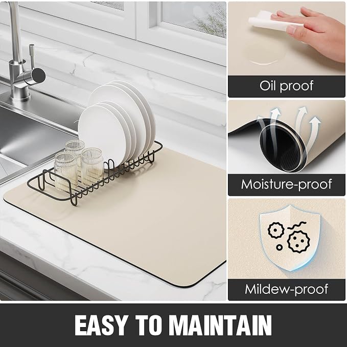 Dish Drying Mat for Kitchen Counter Super Absorbent Drainer Mats - Image 3
