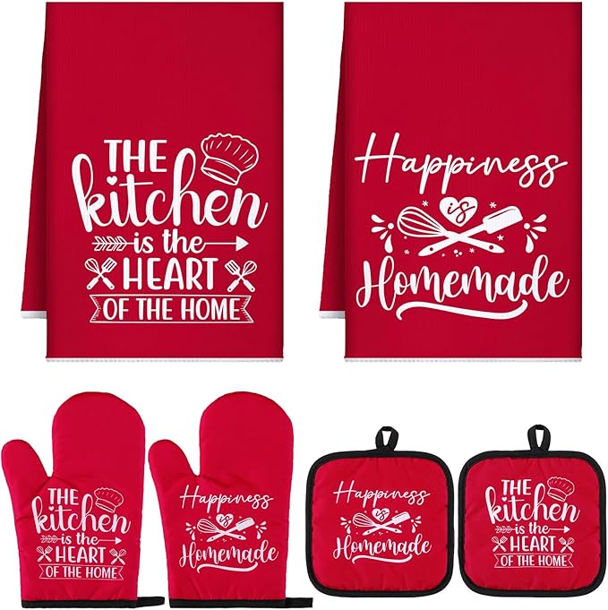 Sratte 6 Pcs Kitchen Decor Accessories Set Farmhouse Towels Pot Holders Oven by Sratte