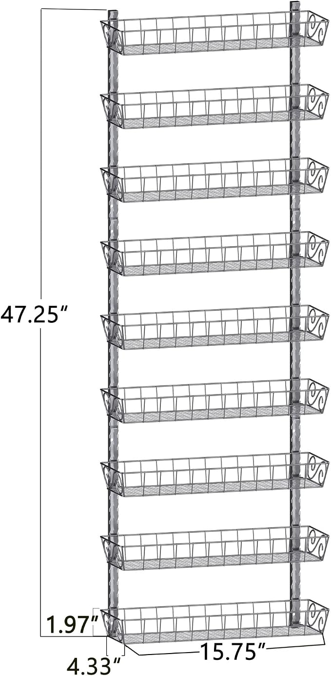 SWOMMOLY Adjustable Wall Mount Spice Rack, 9-Tier Dual-use Organizer - Image 3