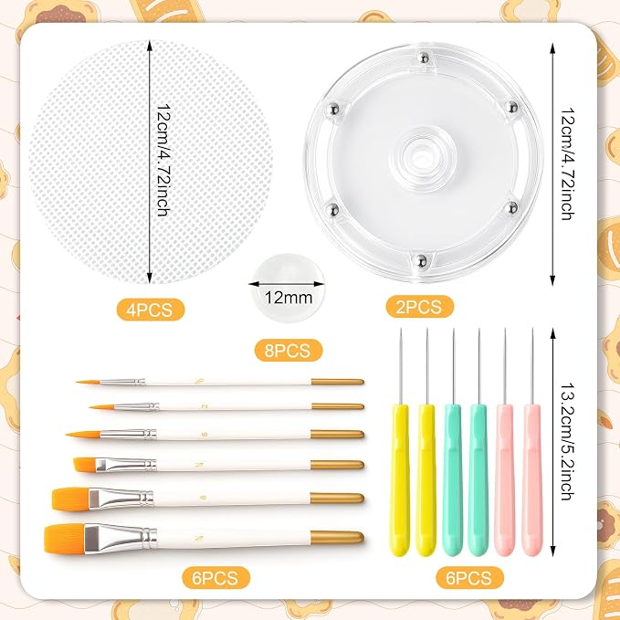 Cookie Decorating Supplies Including 2Pcs Acrylic Cookie Turntable 6Pcs Cookie - Image 2