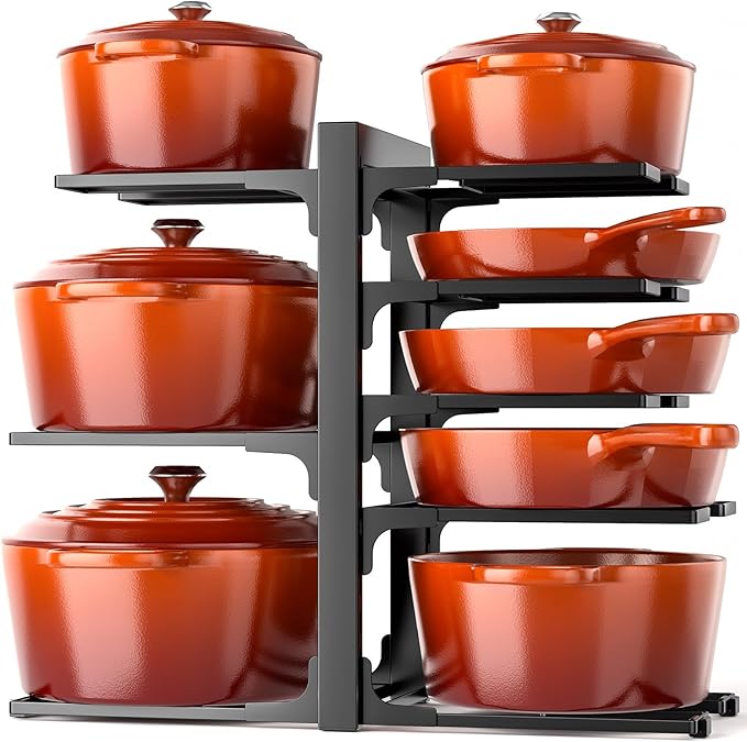 MUDEELA Pots and Pans Organizer Rack under Cabinet 8-Tiers Adjustable Heavy by MUDEELA