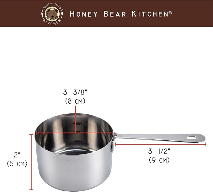 Honey Bear Kitchen 1 Cup 240 ml Measuring Scoop Cups, Polished Stainless Steel - Image 2