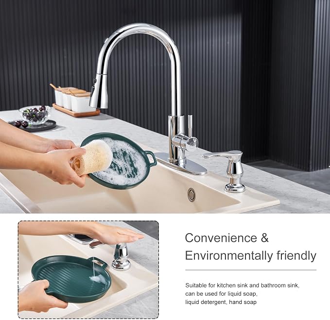 GAGALIFE Kitchen Sink Soap Dispenser Chrome, Under Sink Soap Dispenser - Image 4