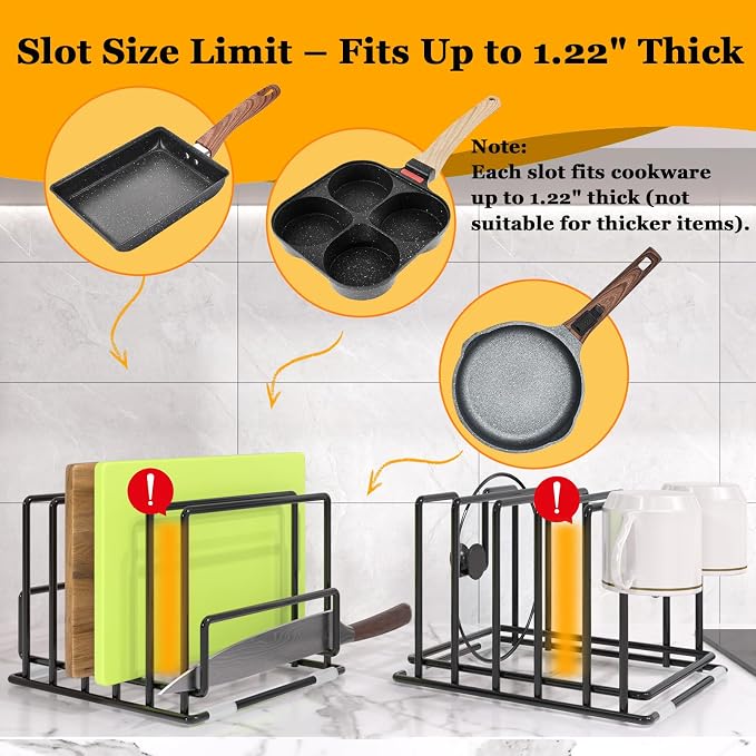 2 Pack Cutting Board Organizer and Pot Lid Holder, Kitchen Cabinet Organizer - Image 2