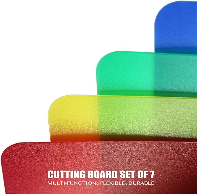 Fotouzy Plastic Cutting Boards for Kitchen, Flexible Cutting Mats Set of 7 - Image 5