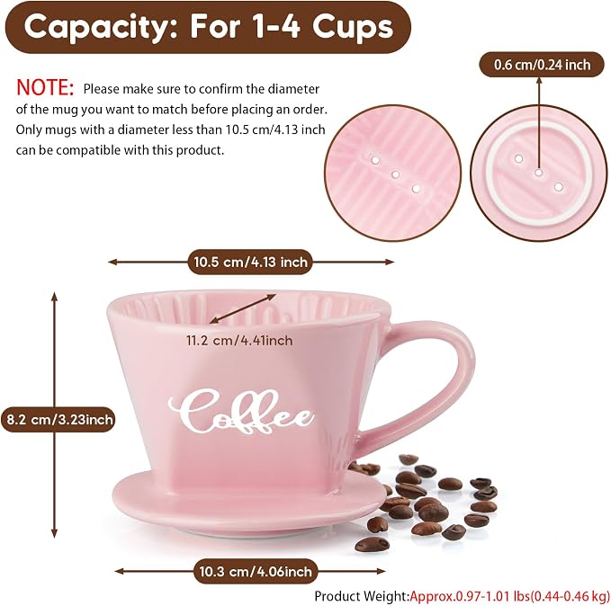 Pour Over Coffee Maker, Ceramic Pour Over Coffee Dripper, Manual Brew Maker - Image 3