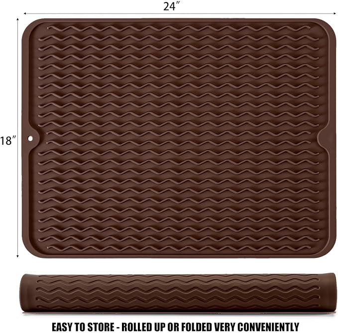 Large 24" x 18" Silicone Dish Drying Mat - Image 2
