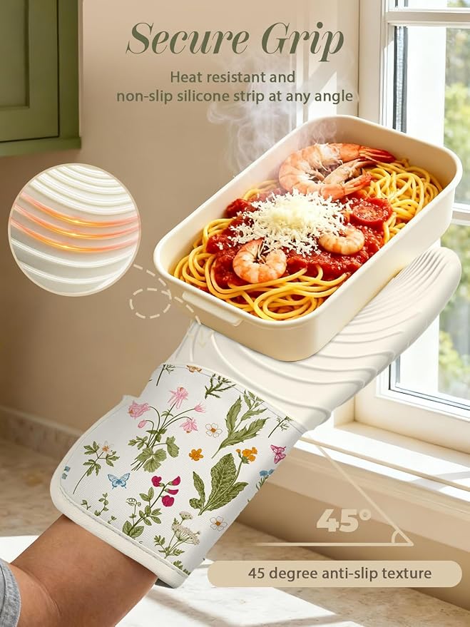 Slohif Long Silicone Oven Mitts Heat Resistant - Image 3