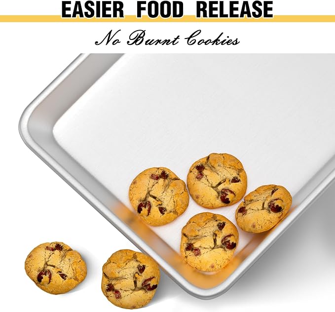 Commercial Quality Baking Sheet Pan Set, Natural Aluminum Cookie Sheet - Image 2
