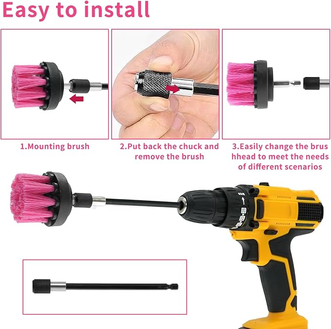8 Pcs Drill Brush Attachment Set, Power Cleaning Scrub Brush Kit - Image 4