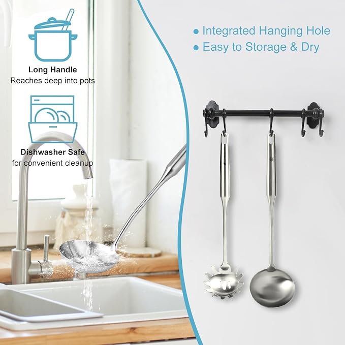Stainless Steel Soup Ladle and Spaghetti Spoon Set - Image 3