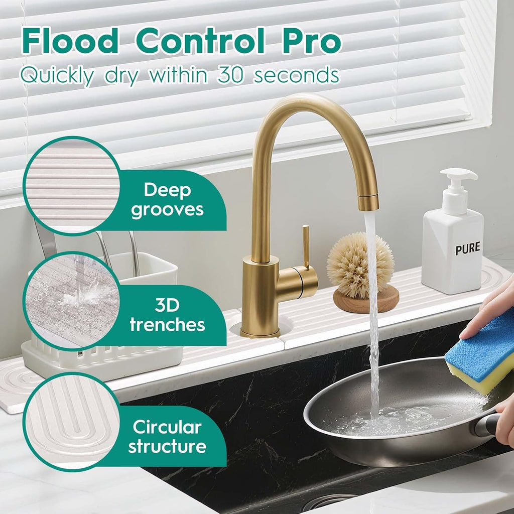 16 Inch Stone Faucet Mat for Kitchen Sink, White