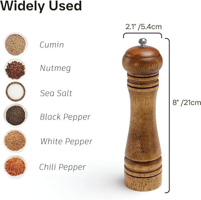 Wood Salt and Pepper Grinder, Salt Grinder and Pepper Mill, Oak Wood Shakers - Image 4