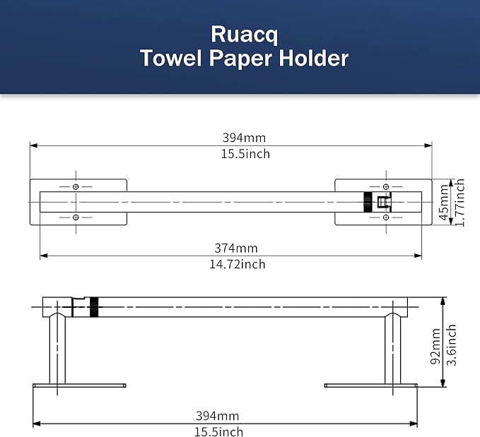 RUACQ Paper Towel Holder Under Cabinet, Wall Mounted or Adhesive Stainless - Image 6