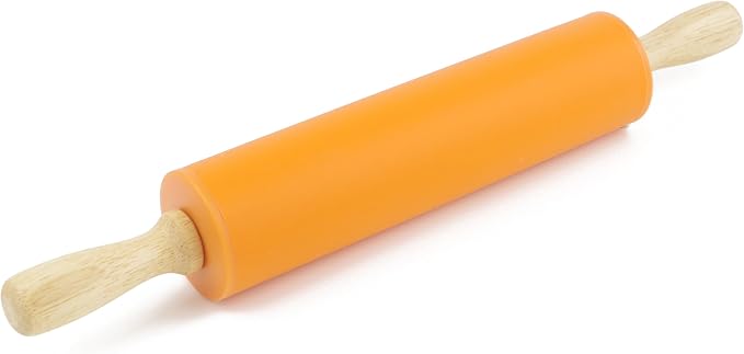 Silicone Rolling Pin for Baking Non-stick Rolling Pin Dough Roller Wooden by Remeel