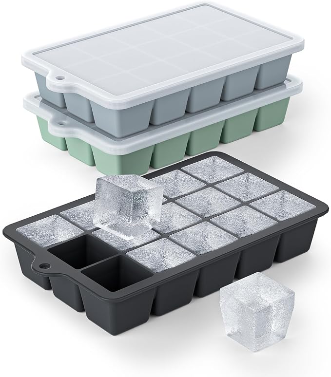 Silicone Ice Cube Tray 3 Pack by Vethwal