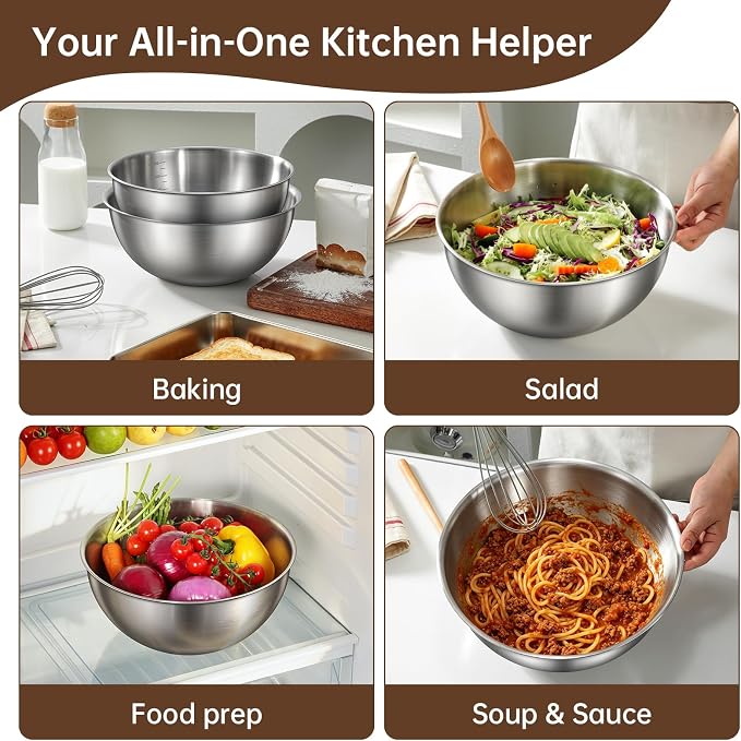Gronivex Stainless Steel Mixing Bowls Set of 2, Food Grade 304, Dishwasher Safe - Image 5