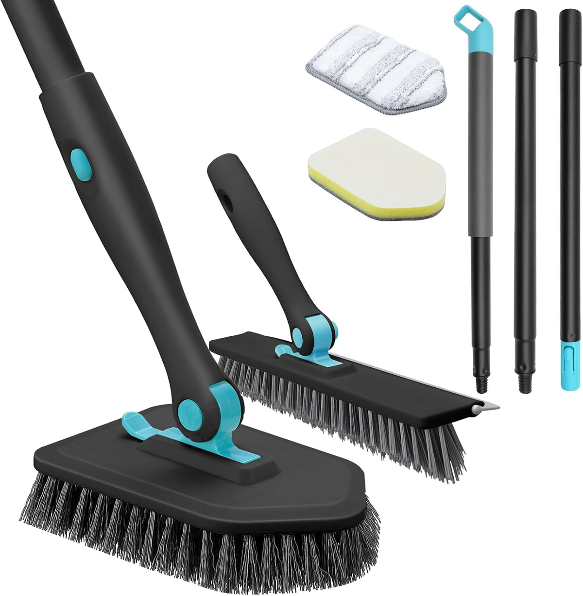 nacena Shower Scrubber with Long Handle, 4 in 1 Tile Tub Scrubber