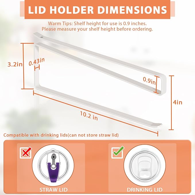 2 Pack Tumbler Lid Organizer, Horizontal Tumbler Lid Storage Hook to Hold Up 20 - Image 3