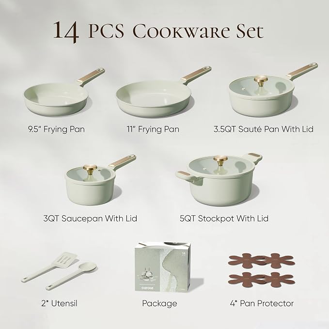 CAROTE Ceramic Cookware Set Nonstick, Non-Toxic & PFAS-Free, Dishwasher - Image 2