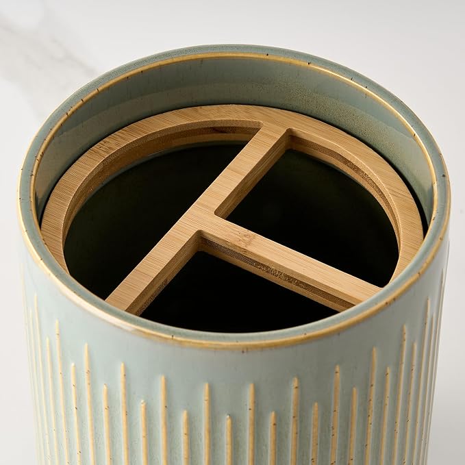 JIEMEI HOME Kitchen Utensil Holder, Ceramic Stable Utensil Crock - Image 2
