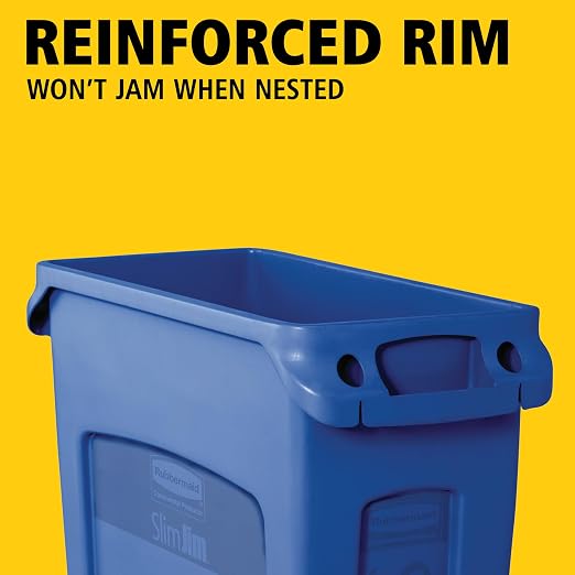 Rubbermaid Commercial Products Slim Jim Plastic Rectangular Recycling Bin/Trash - Image 2