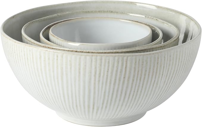 Gibson Elite Sandy Pines 4 Piece Nesting Bowl Set, 7” & 9” Round Stoneware Bowls - Image 6