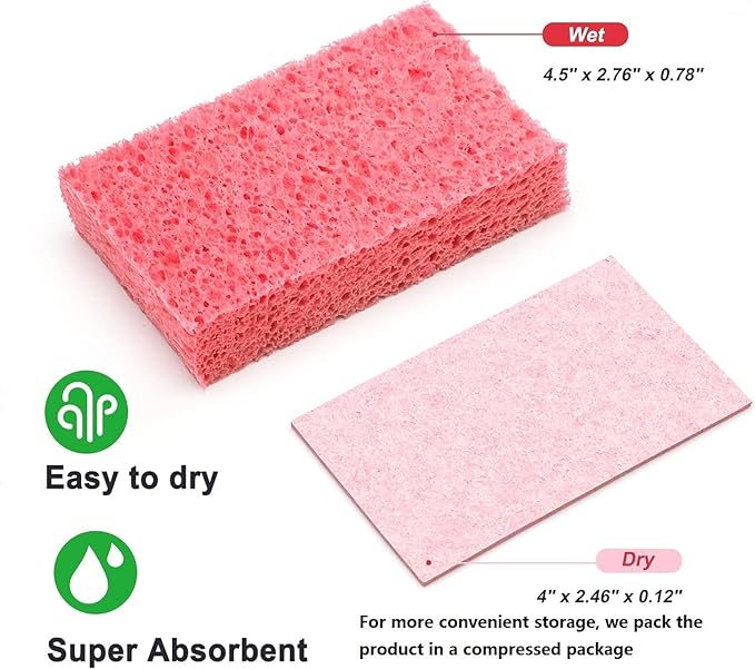 Cellulose Sponges, Heavy Duty Scrub Kitchen Sponge, Clean Tough Messes Without - Image 4