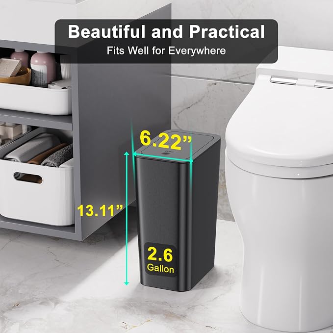 N. NETDOT 3 Pack 10 L/2.6 Gal Bathroom Trash Can - Image 2
