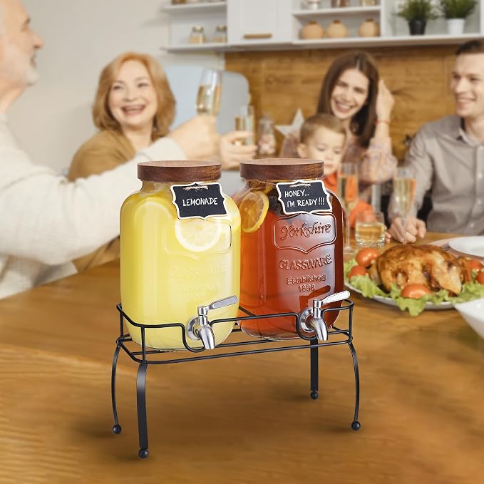 mustry Glass Drink Dispenser for Parties, 1 Gallon Beverage Dispenser - Image 7