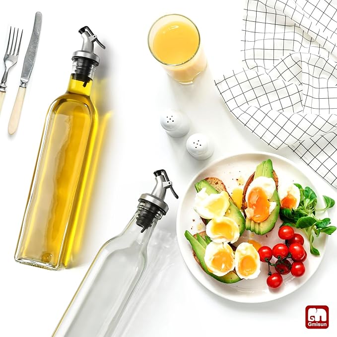 gmisun Olive Oil and Vinegar Dispenser Bottle Set, 2 Pack Oil and Vinegar - Image 7