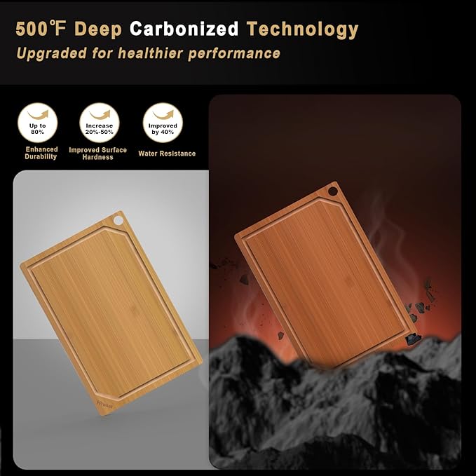 Hiware 4 Pieces Extra Large Wooden Cutting Boards Set- Bamboo Cutting Boards - Image 3