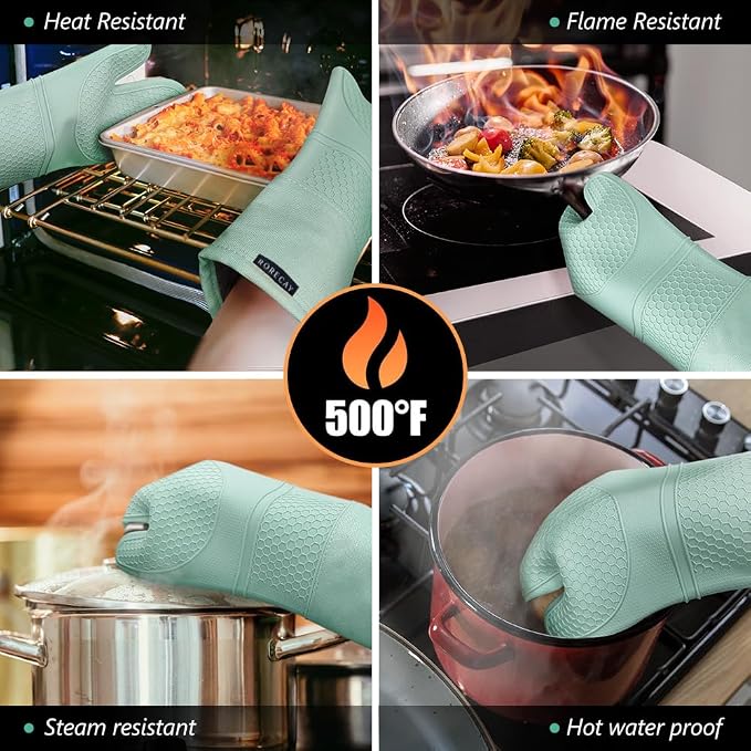 Rorecay 6pcs Oven Mitts and Pot Holders Sets Heat Resistant 500 Degrees - Image 4