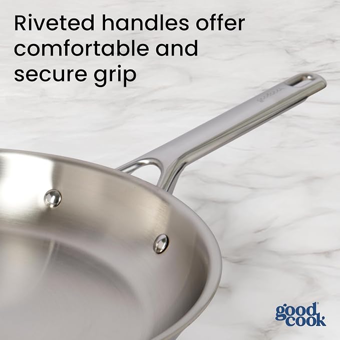 GoodCook Stainless Steel Fry Pan 12-Inch, Oven-Safe to 500F & Induction-Safe - Image 6