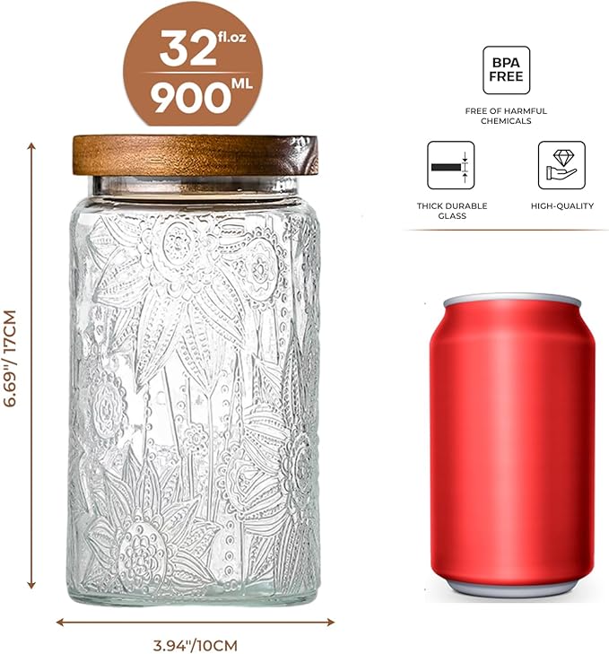 Adodeen 32oz Vintage Glass Jars - Image 2