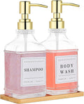 Glass Soap Dispenser with Pump, Countertop Soap and Lotion Dispenser Set of 2 by POLLOCKDirect