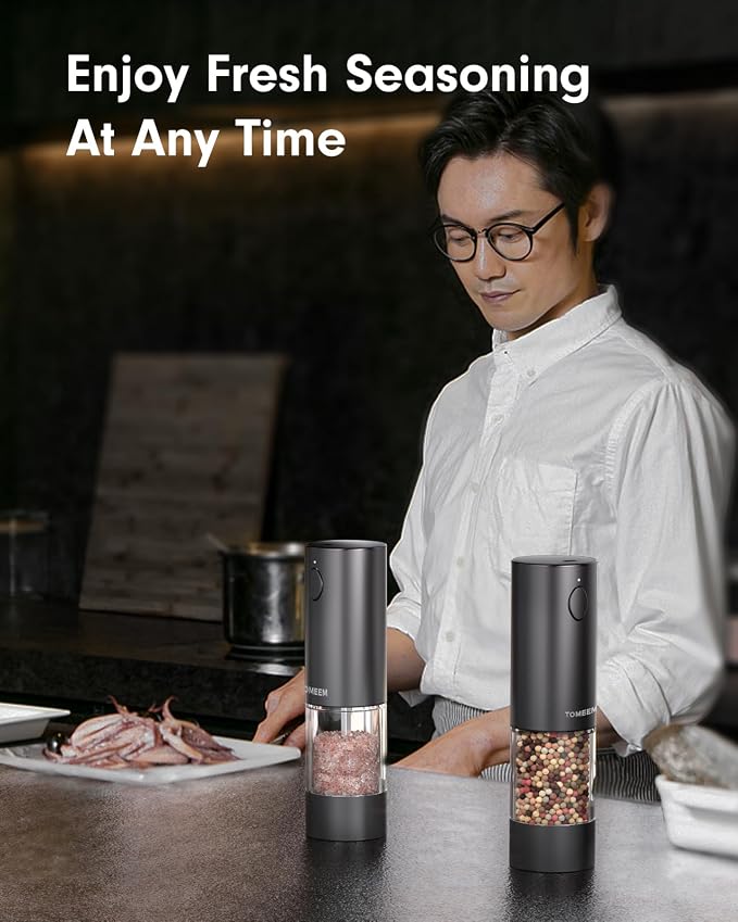 TOMEEM Upgraded Larger Capacity Electric Salt and Pepper Grinder Set - Image 8